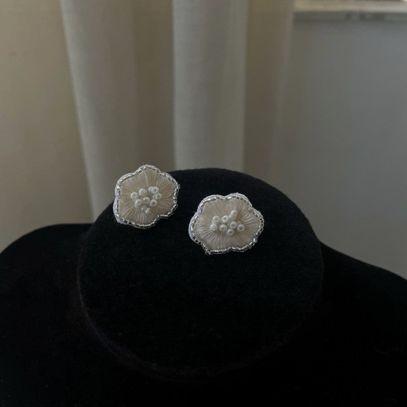 Embroidered Bead Floral Studs - DippedShop Wholesale - #1347