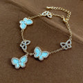 Vintage Butterfly Charm Cubic Zirconia Chain Bracelet 6W6JBR495