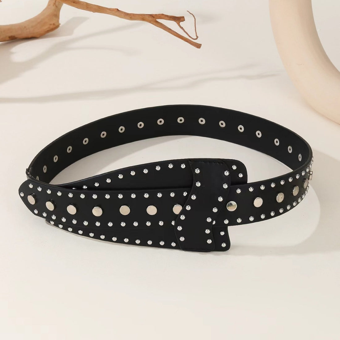Metal Stud Irregular Punk Button Belt DP25G447
