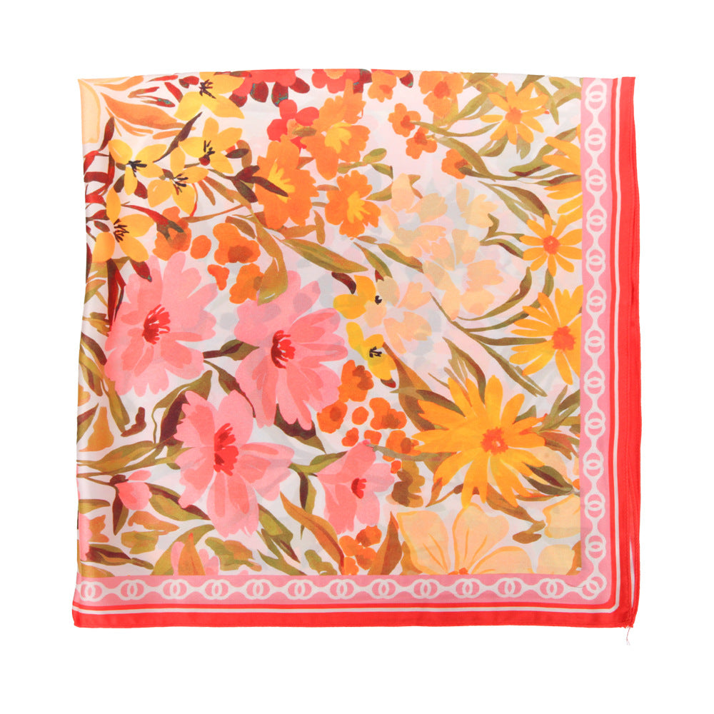 Floral Print Silk Scarf - DippedShop Wholesale - #3907