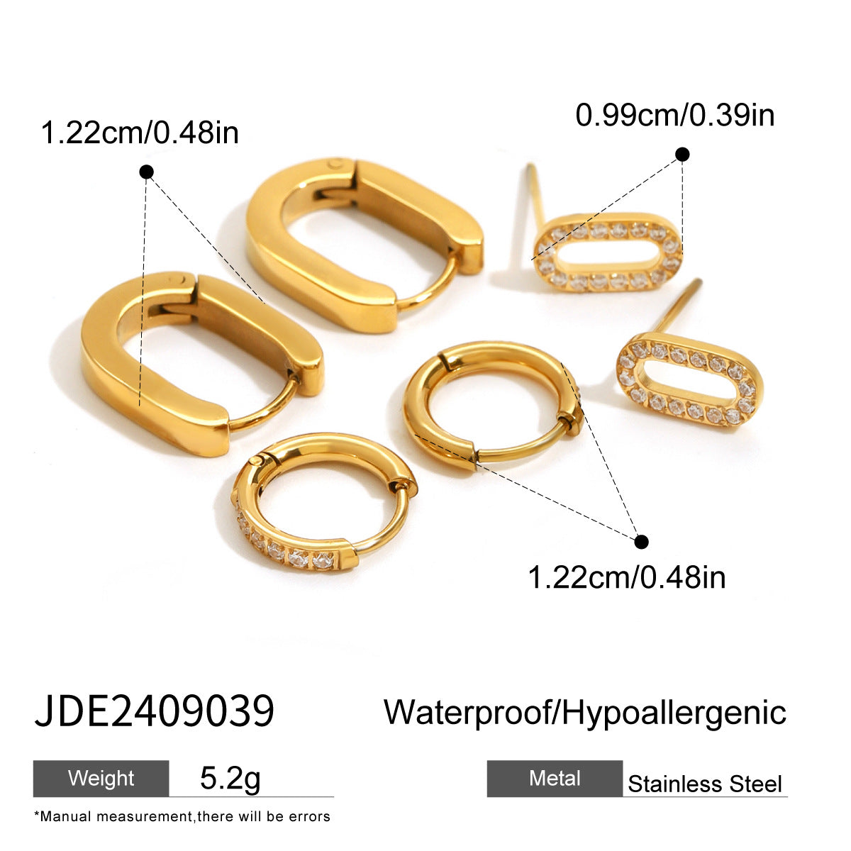 Gold Plated Rhinestone Hoops - DippedShop Wholesale - #9939