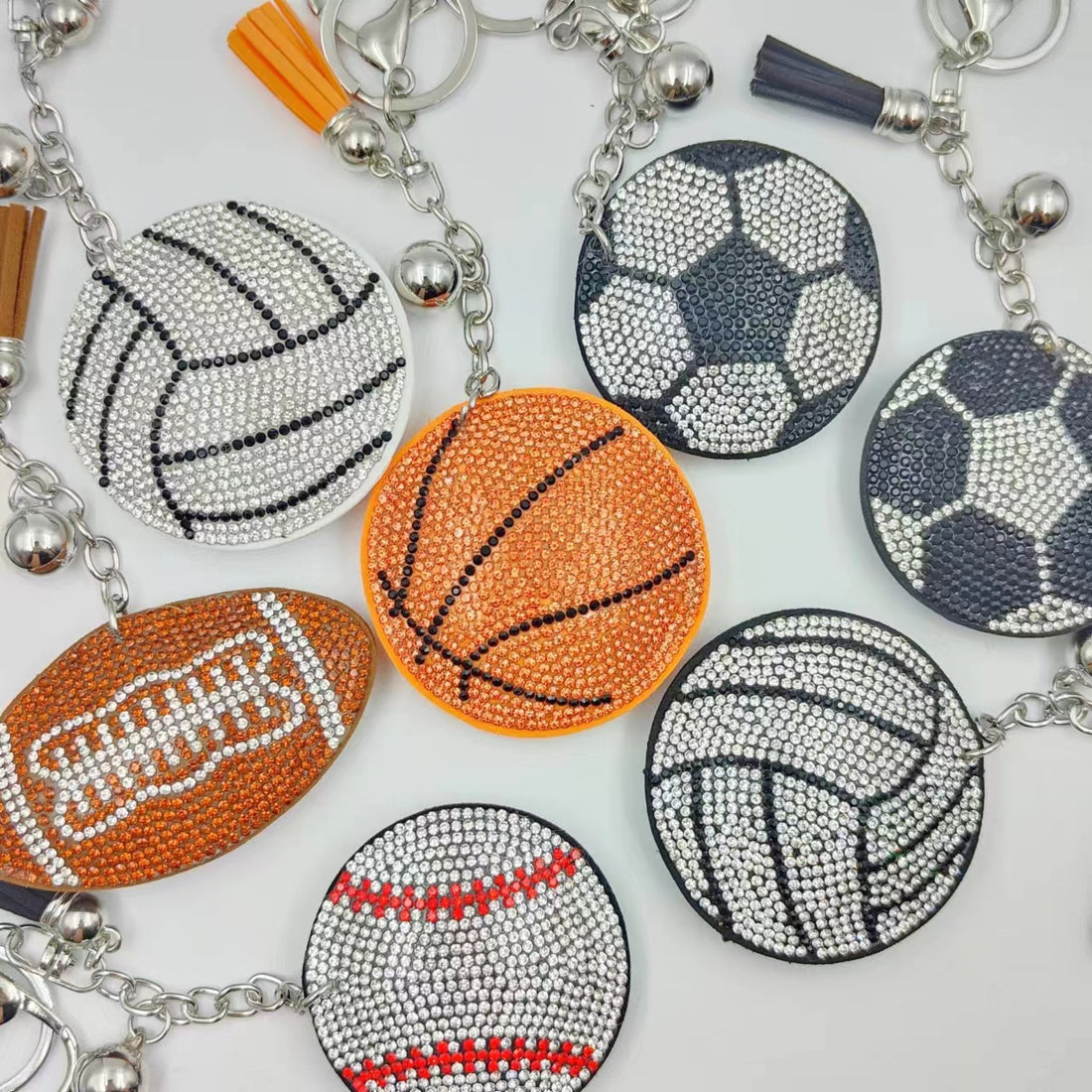 Rhinestone Football Keychain - DippedShop Wholesale - #9939