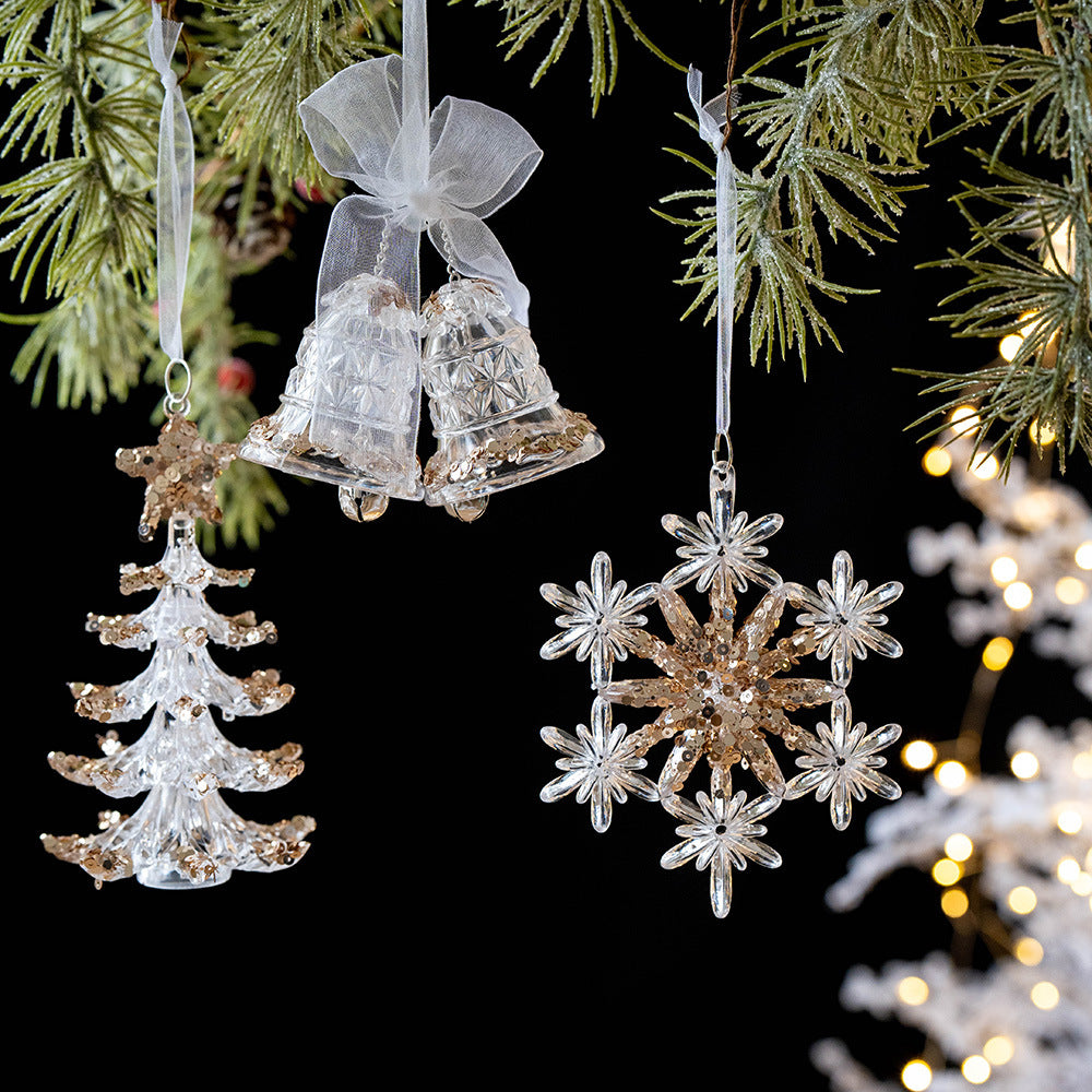 Snowflake Sequins Transparent Christmas Tree Hanging DP25H454