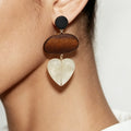 Wooden Heart Drop Earrings - DippedShop Wholesale - #6899