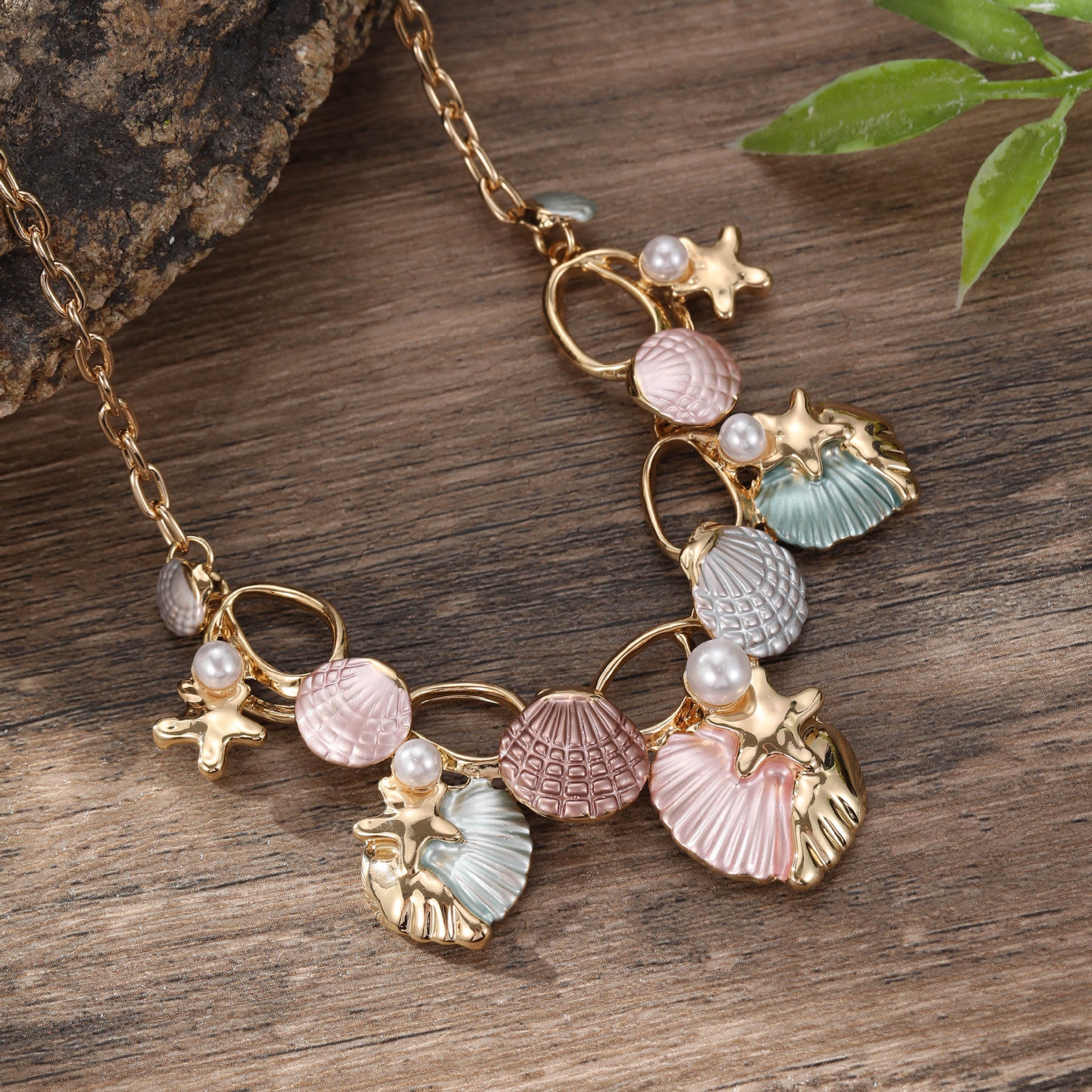Shell Starfish Pendant Necklace - DippedShop Wholesale - #9363