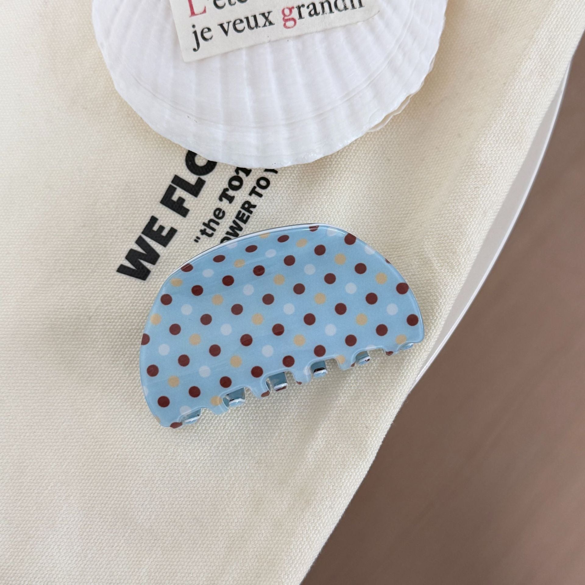 Vinyl Blue Polka Dot Hair Claw - DippedShop Wholesale - #2131