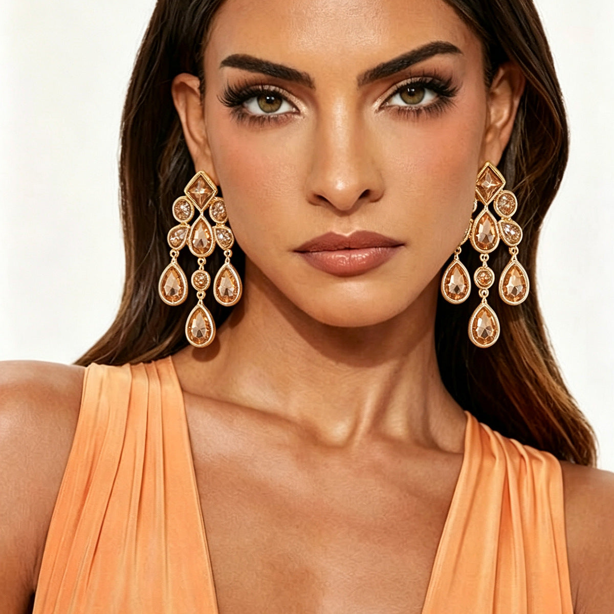 Crystal Teardrop Dangle Earrings - DippedShop Wholesale - #8499