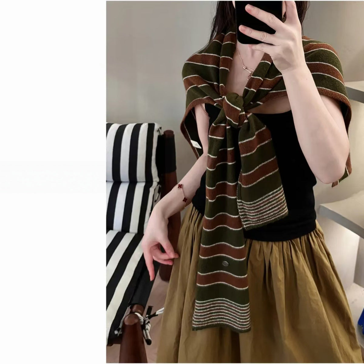 Striped Knit Scarf Shawl - DippedShop Wholesale - #7539