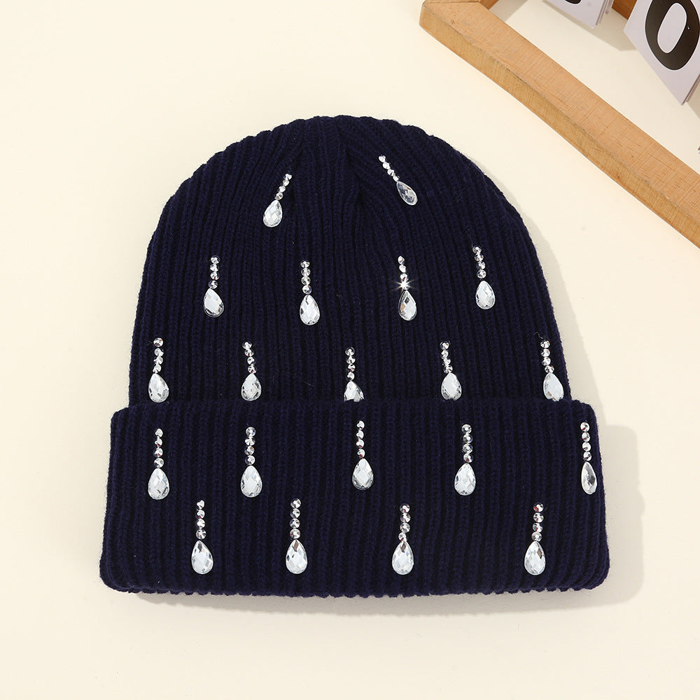 Rhinestone Cuffed Knit Beanie - DippedShop Wholesale - #6451