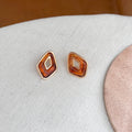 Retro Oval Resin Hollow Out Stud Earrings 6W6JER614