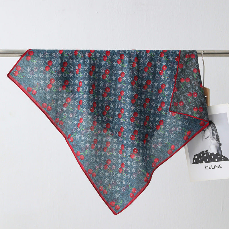 Cherry Print Square Scarf - DippedShop Wholesale - #3107