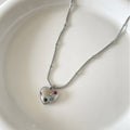 Colorful Cubic Zirconia Heart Pendant Necklace 6W6JNC423