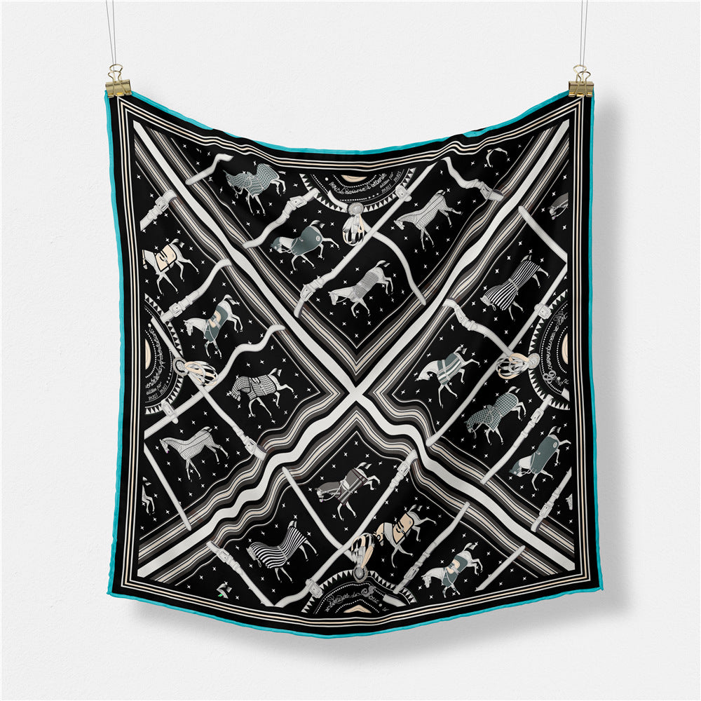 Fashion Abstract Print Versatile Square Silk Scarf 8BW6NSI14