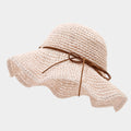 Bow Knot Hollow Crochet Straw Bucket Hat 8BK6HAT178L