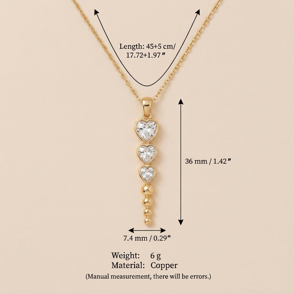 Elegant Gold Plated Heart Rhinestones Pendant Necklace 6W6JNC643