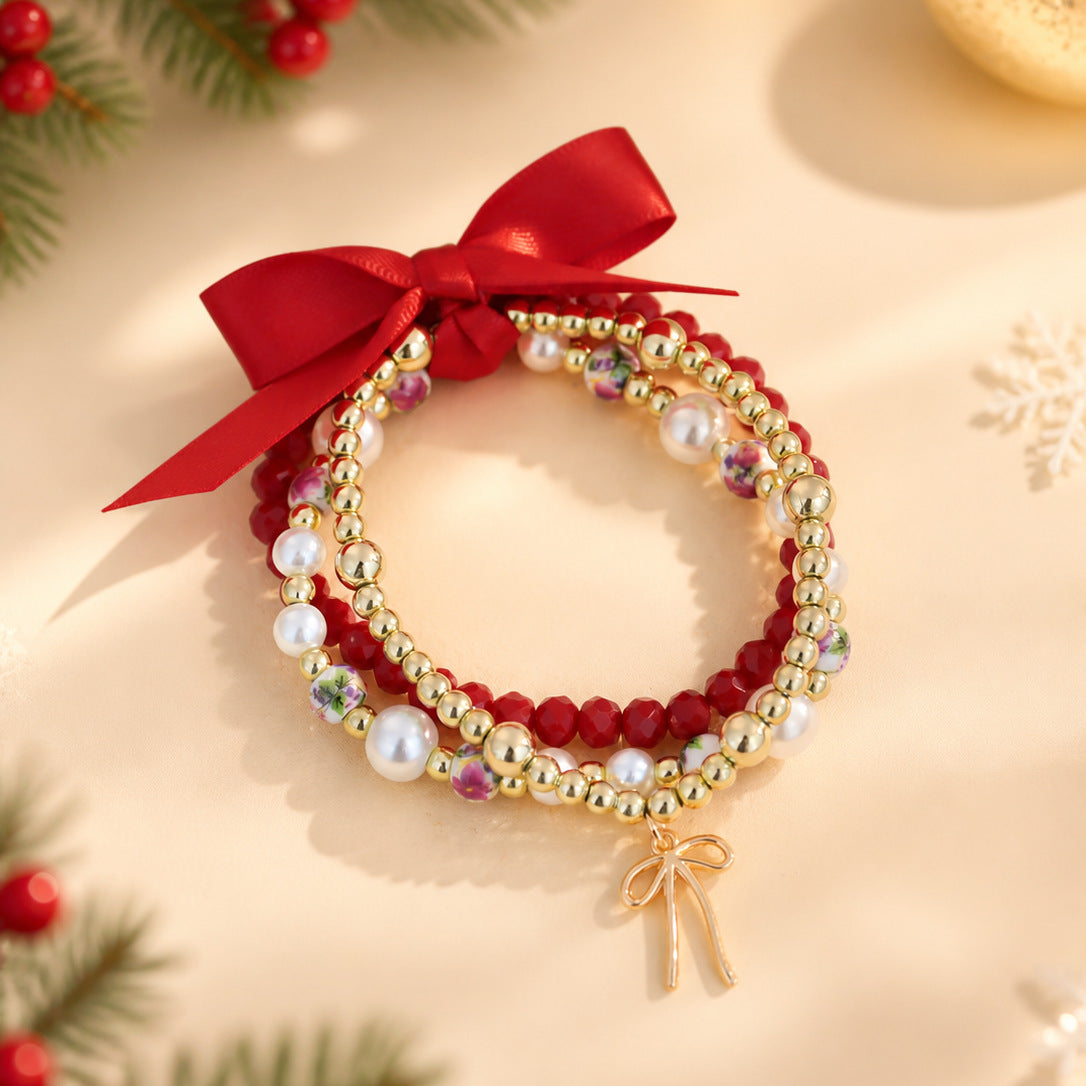 Elegant Bow Knot Beaded Stackable Bracelet 6W6JBR657