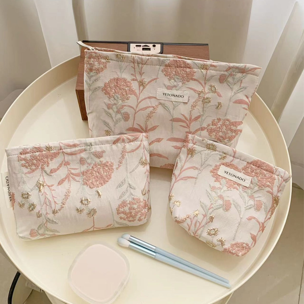 Fresh Large Capacity Floral Jacquard Makeup Bag MK2BW6W10BOB392