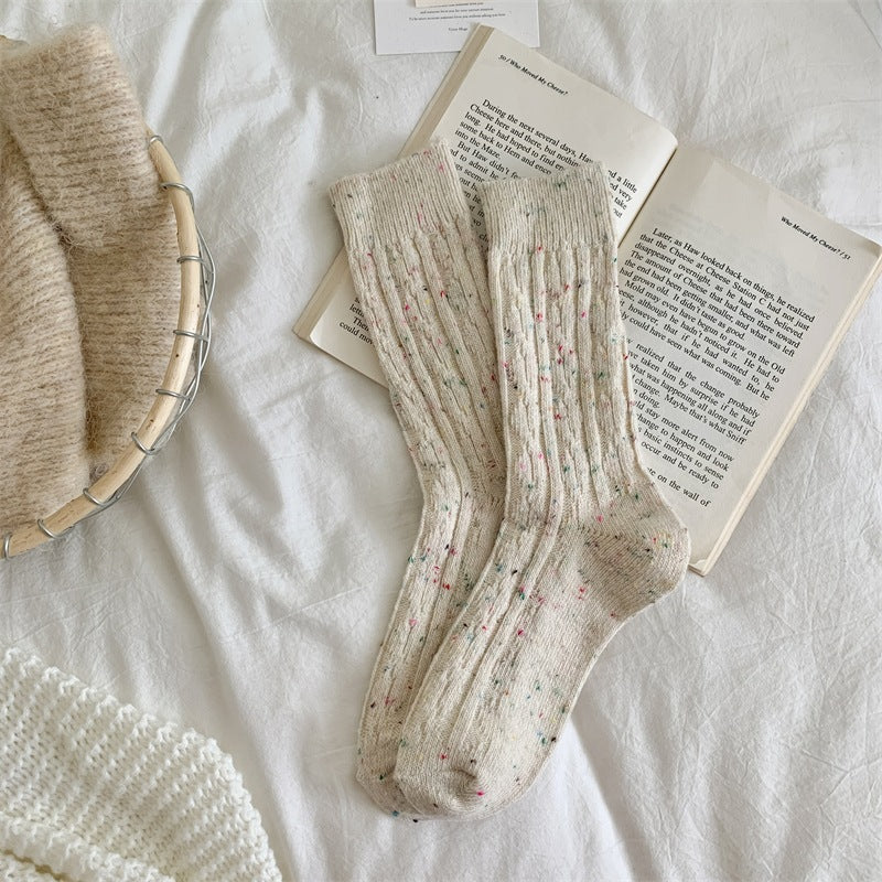 Thick Warm Wool-Blend Cable Knit Socks 6W8FSO710