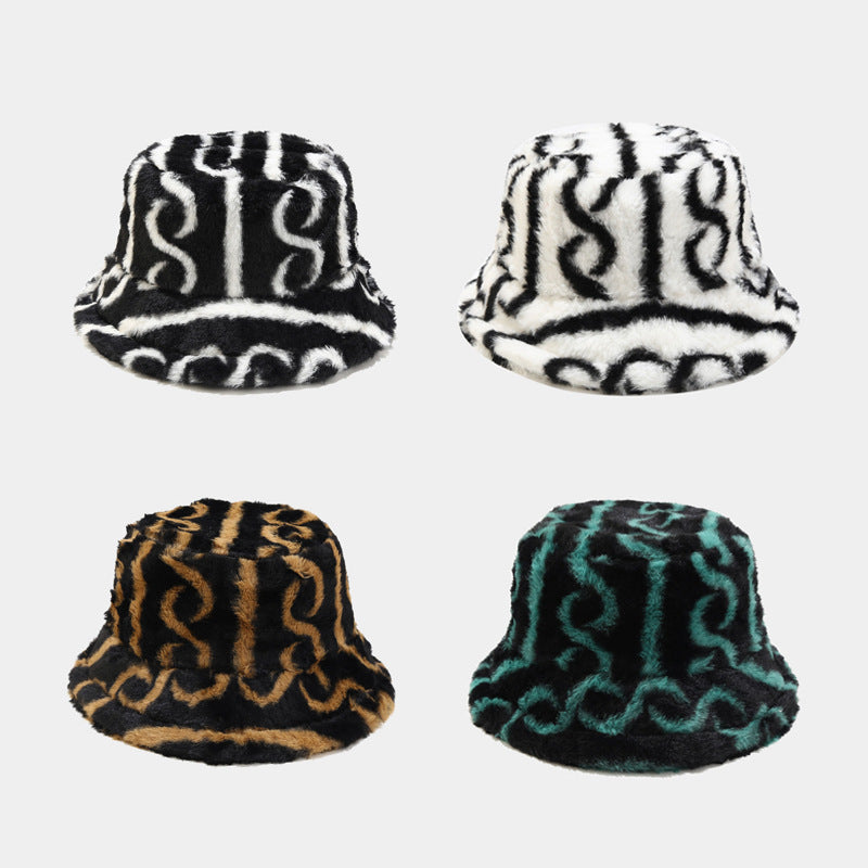 Striped Warm Plush Casual Bucket Hats DPBH0311