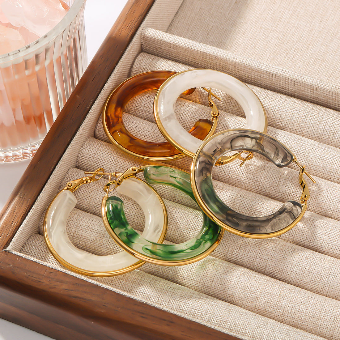 Vintage Acrylic Geometric Hoop Earrings DP25D851