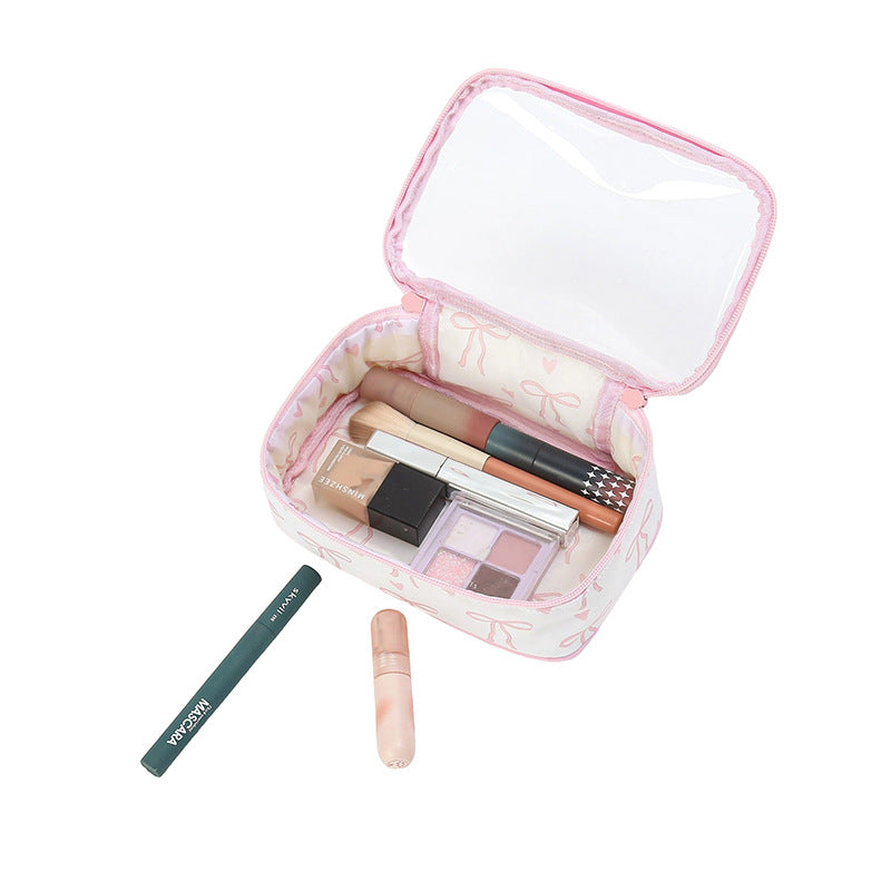 Cute Waterproof Bowknot Clear PVC Makeup Bag 6S5CO199