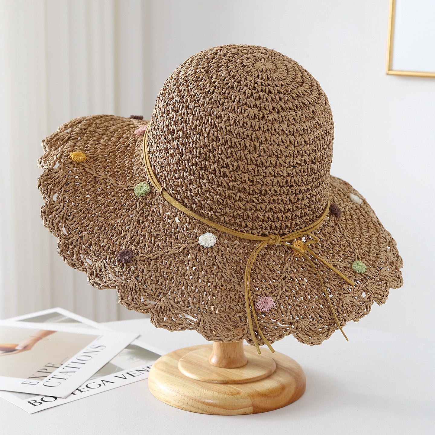 Handmade Flower Embroidery Sun Hat - DippedShop Wholesale - #0339
