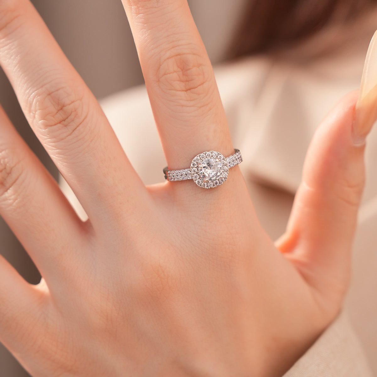 Trendy Square Cubiz Zirconia Engagement Open Ring 6W6JRG370