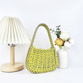 Stylish Solid Color Hand Woven Glitter Sequin Handbag 8CW6BBG514T