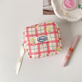 Fresh Cherry Plaid Print Portable Cosmetic Bag 6C5CO267