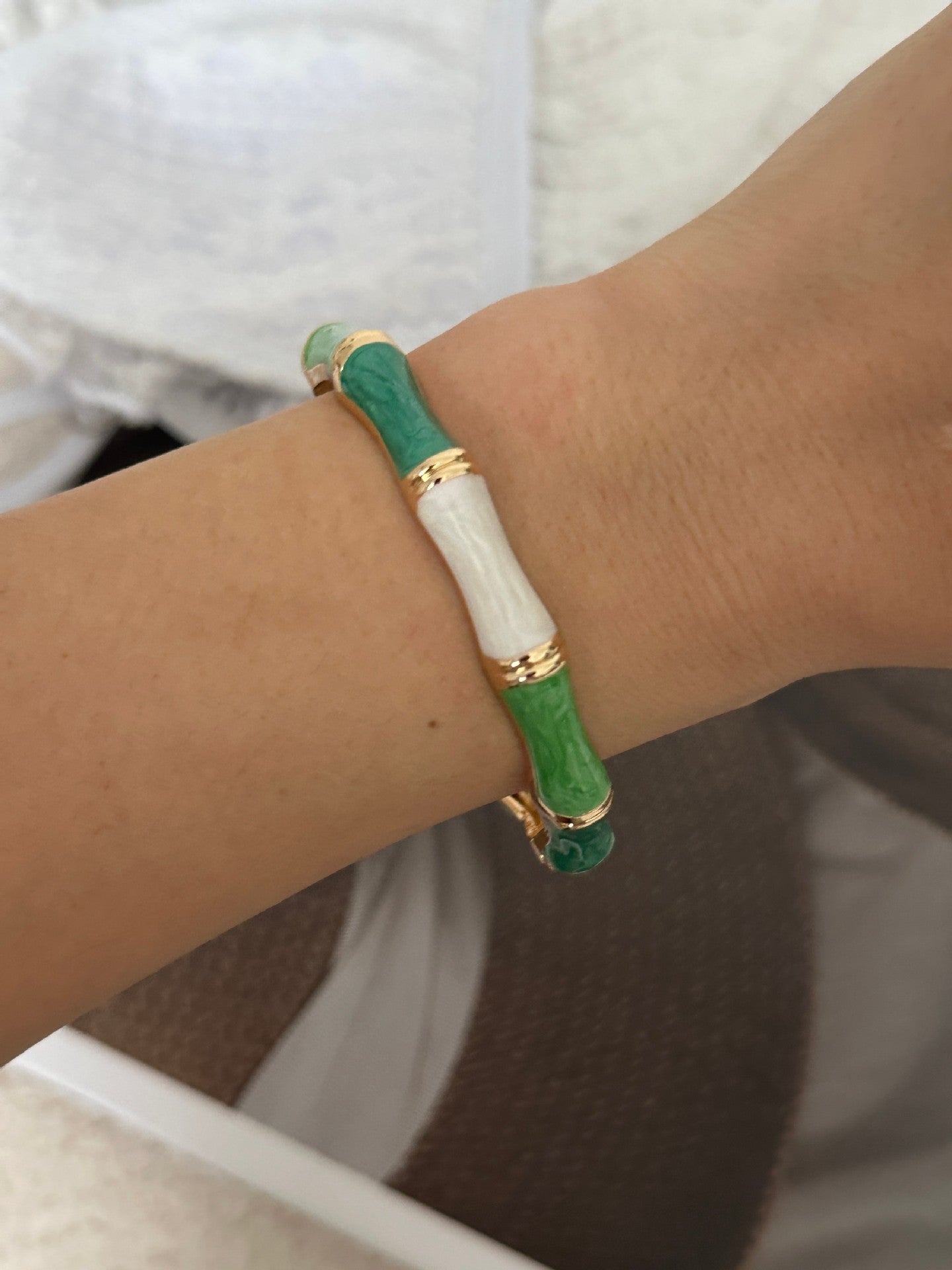 Chunky Colorful Enamel Gold Plated Bangle Bracelet 6W6JBR608