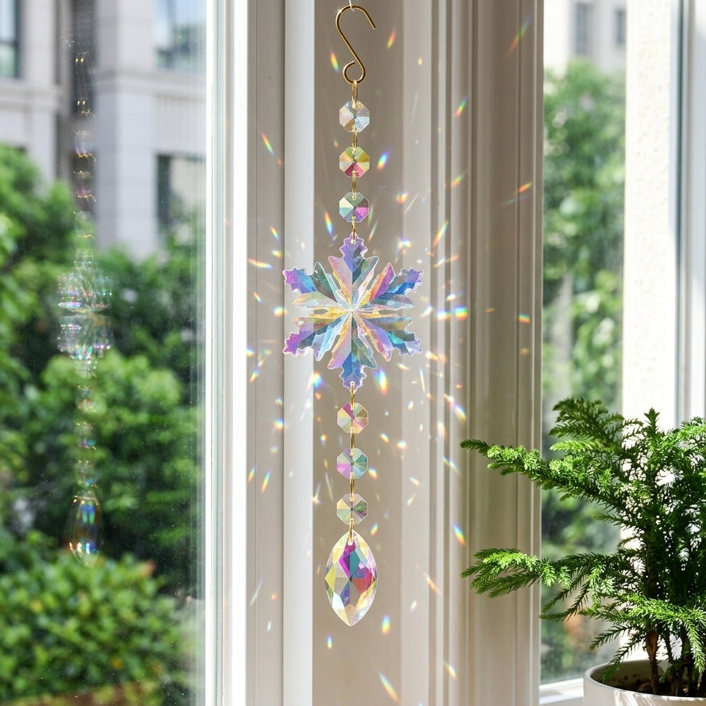 Christmas Snowflake Crystal Suncatcher Wind Chime 6H7HLS142