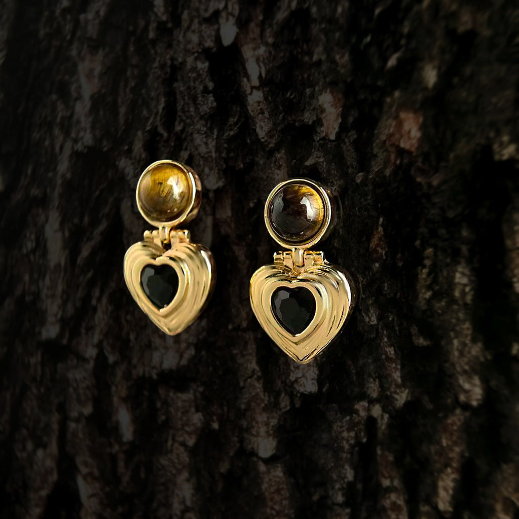 Retro Gold Heart Earrings - DippedShop Wholesale - #2787