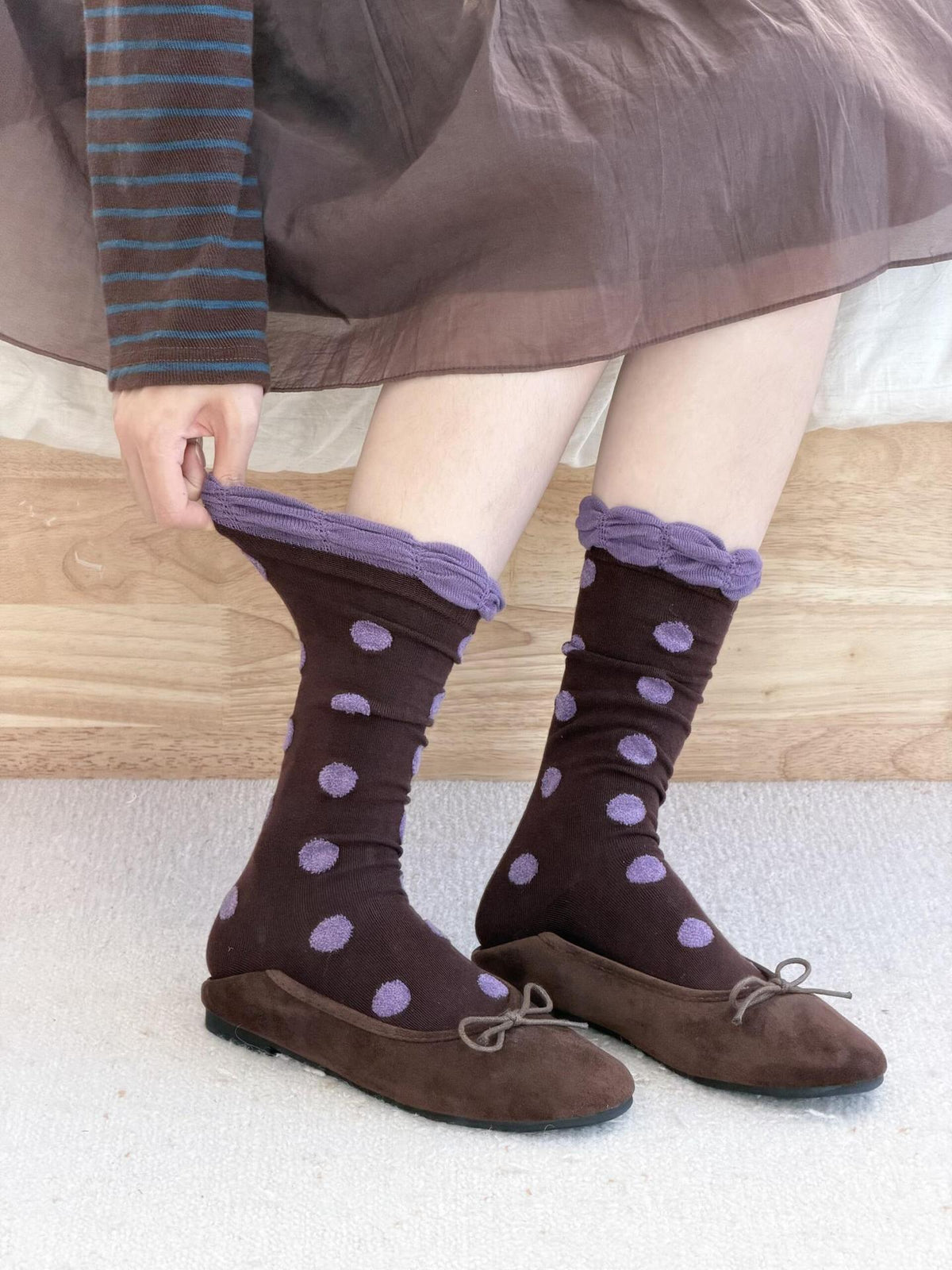 Polka Dot Mid-Calf Socks - DippedShop Wholesale - #3843