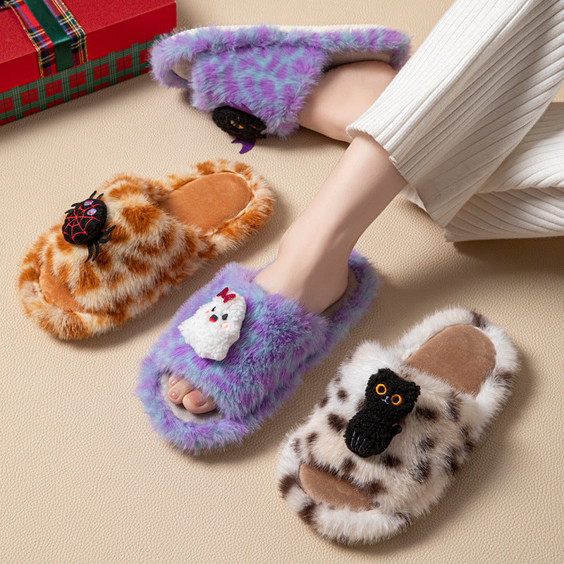 Spooky Halloween Cartoon Plush Slippers 6W8FSP223