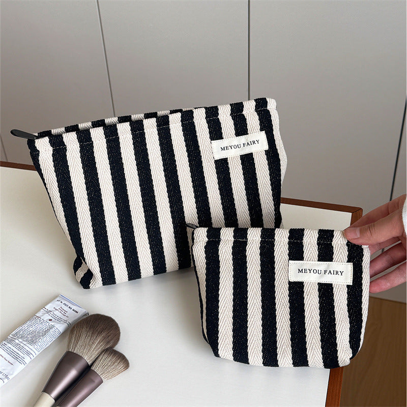 Minimalist Striped Canvas Portable Makeup Bag MK2BW6S10BOB68