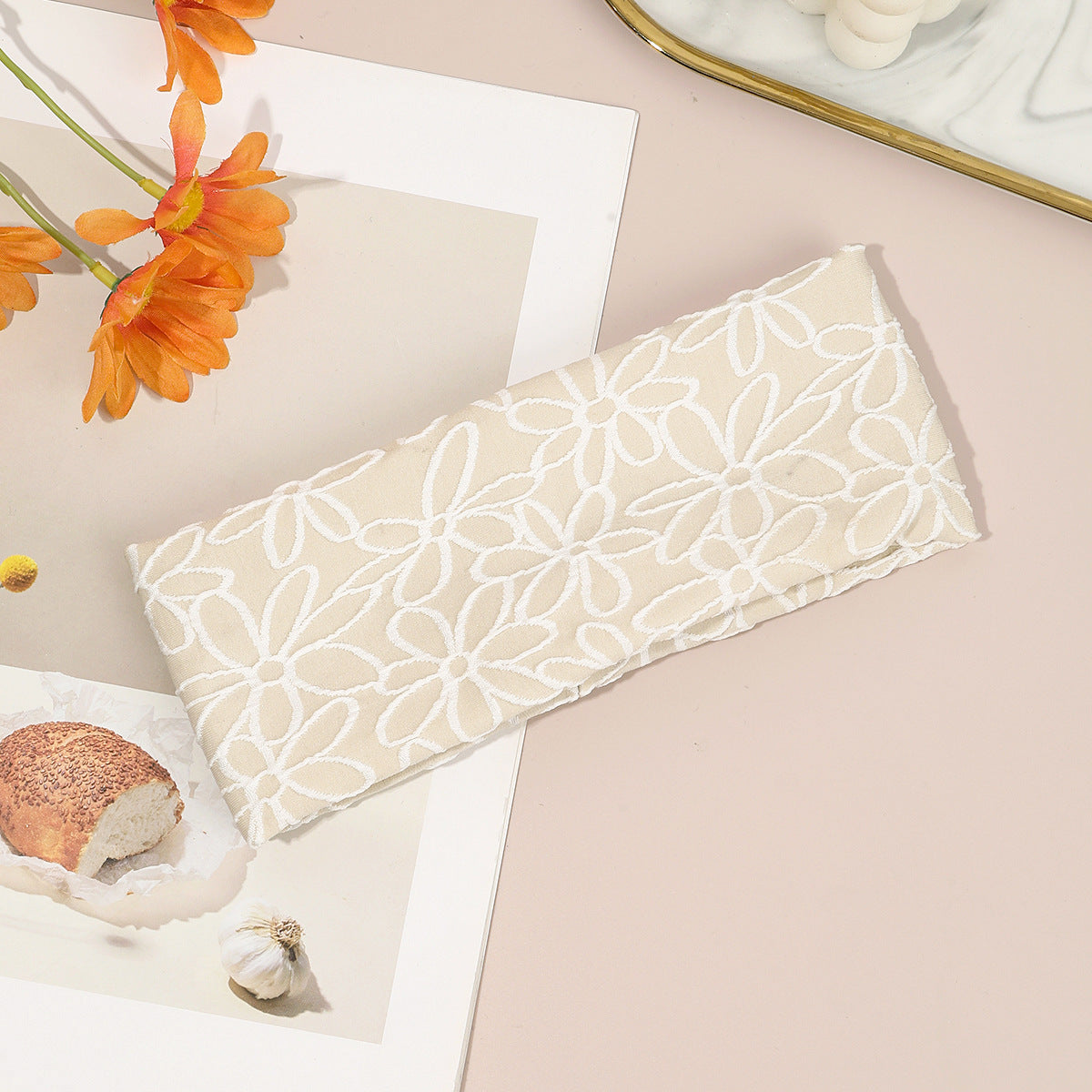 Vintage Floral Print High Stretchy Wide Headband MK2BW6W6HBD86