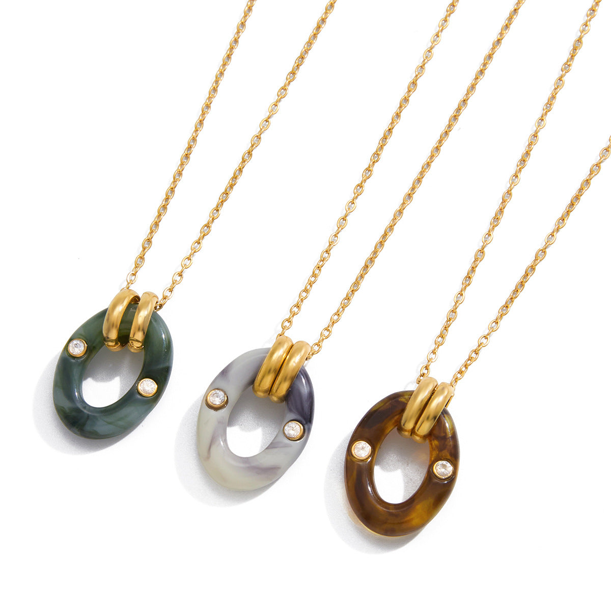 Vintage Gold Oval Pendant Necklace - DippedShop Wholesale - #7171