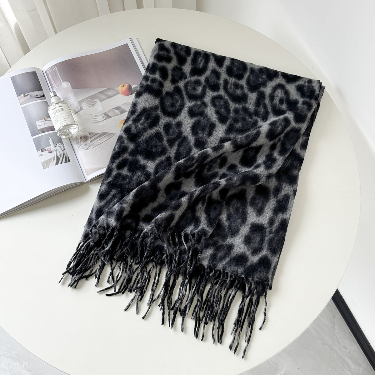 Leopard Print Tassel Scarf - DippedShop Wholesale - #3683