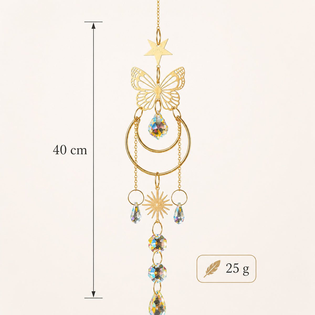 Elegant Butterfly Pendant Crystal Sun Catcher Wind Chime 6H7HLS205