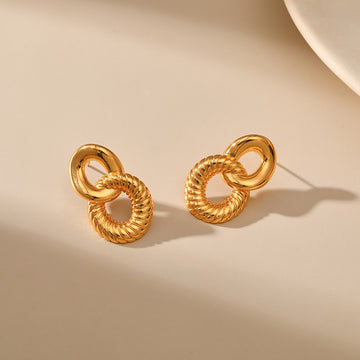 Double Circle Hollow Drop Earrings DPJE1311