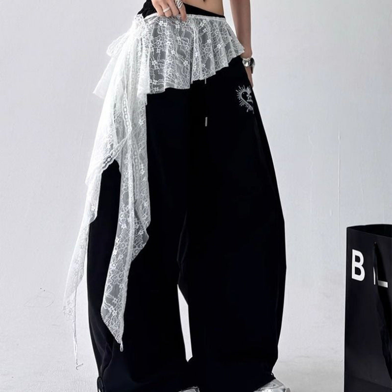 Asymmetrical Lace Layered Wrap Mesh Wrap Skirt 6W1SL30