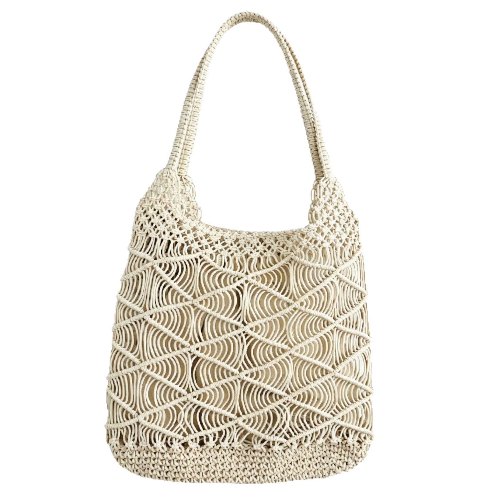 Solid Color Hand Woven Hollow Tote Bag 8CW6BBG530L