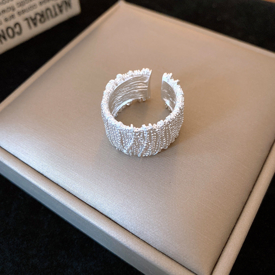 Vintage Gold Plated Crinkled Texture Wide Open Ring 6W6JRG362