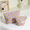 Waffle Plush Color Block Cosmetic Bag - DippedShop Wholesale - #4627