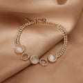 Stylish Gold Plated Rhinestones Heart Pendant Bracelet 6W6JBR708
