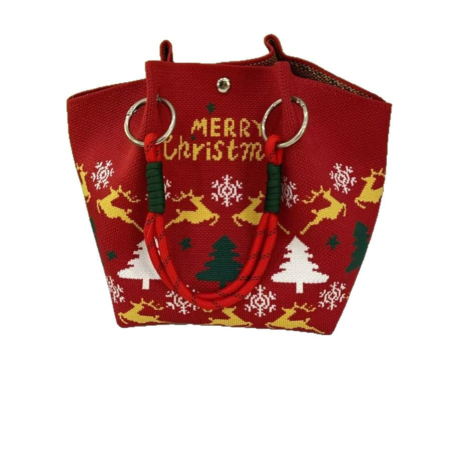 Cute Reindeer Portable Christmas Woven Gift Bag DP25H500