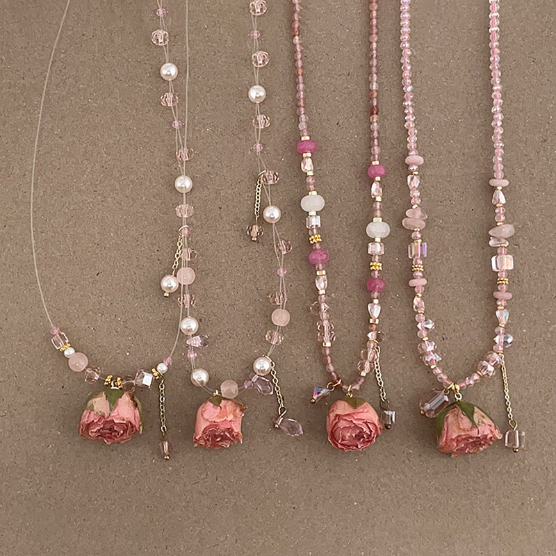 Rose Flower Pearl Choker - DippedShop Wholesale - #4675