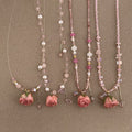 Vintage Pink Rose Flower Pearl Choker Necklace 6W6JNC385L