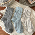Simple Wool-Blend Striped Warm Crew Socks 6W8FSO676