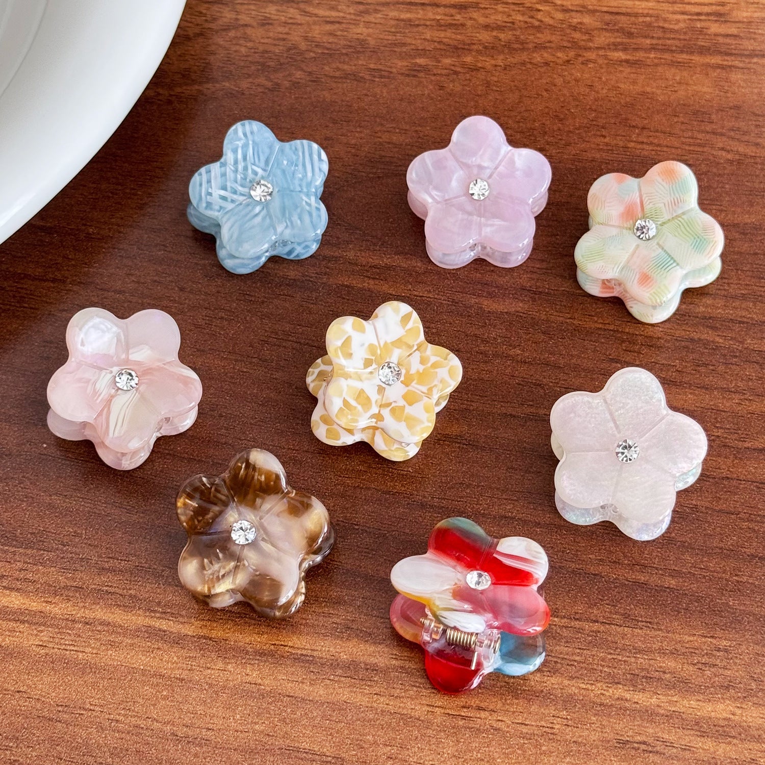 Cute Rhinestone Mini Flower Acetate Hair Claw 6W6HCP1247
